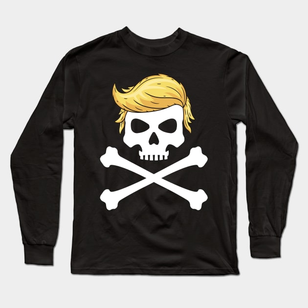 Trump Danger Skull with Donald hair Long Sleeve T-Shirt by The Perfect Mind